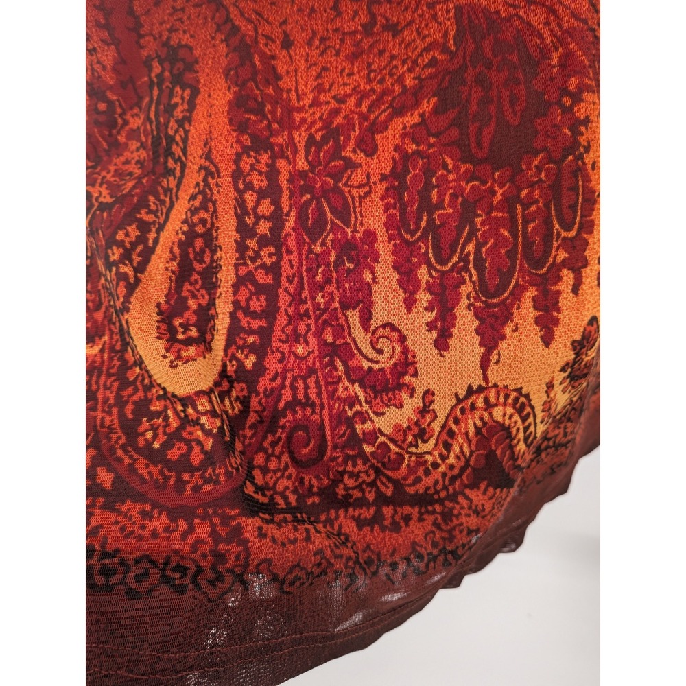 Whimsigoth Y2K Boho Dark Blue Burgundy Orange Sheer Overlay Ombre Maxi L Skirt - Picture 3 of 9